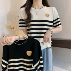 [오앤디샵] 반팔 티셔츠 패치 뽀글이 곰돌이 URD-511