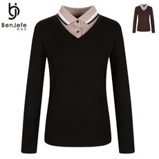 벤제프 BO5MWTS802 여성 몸판 골조직 레이어드형 카라티 2598090