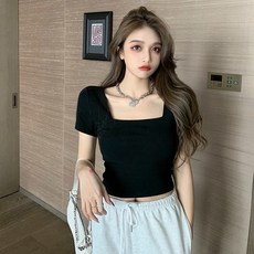 Ladyshare 方領短版上衣 短袖T恤