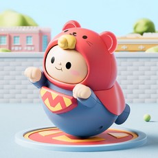 超人不倒翁 嬰幼兒早教益智 安撫搖鈴 平衡玩具 發聲 抬頭訓練, 超人不倒翁【搖鈴+牙膠+按按樂】, 1個
