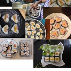 壽司模具 家用DIY壽司工具套裝 紫菜包飯模具 手工捲壽司神器全套, 圓形壽司器+飯叉+壽司刀, 1個