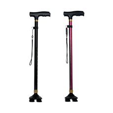 다온 어르신 지팡이 초경량 알루미늄 4발 높이 조절 고급형, 블랙, 1개