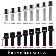 VW 폭스바겐용 휠 너트 시트 슈트 길이가 긴 스틸 휠 볼트 M14 x 1.5mm 28mm 35mm 40mm 45mm 50mm 55mm 60mm 10 개, 10) Black 10PCS 40mm - M14x1.5