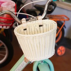 仿藤手工編織自行車籃 前置車籃, 1個, 白色