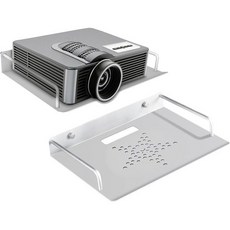 작은 벽면 선반 2개 세트 떠 있는 선반 드릴링 없는 프로젝터 벽면 마운트 - 알루미늄 합금 크기 11X8인치 적재 용량 8.8파운드 미디어 박스 게임 콘솔 라우터 프로젝터 및, Silver