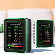 pm2.5 측정기 실내공기질 포름알데히드 모니터 새집증후군 디지털 온도, B. 6-in-1 이산화탄소 화이트그린