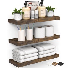 Bloom 무지주 벽선반 3종 세트 | 인테리어 벽걸이 선반, 1단, 브라운