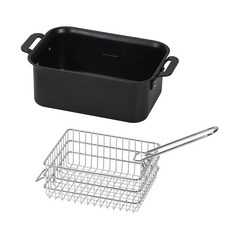 진주 금속 철제 직사각형 튀김 냄비 19×12.5 cm 각형 플라이어 포함 수납 소형 IH 대응 HC-1330, 1개, 상세페이지 참조, 1cm