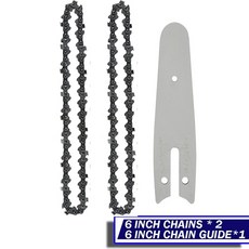 6인치 미니 전기톱 체인 4개 세트 목재 절단용 세미 치즐 교체 부품, 6Inch2PCS Guide1PC