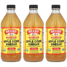 Bragg Organic Apple Cider Vinegar 브래그 유기농 애플 사이다 사과식초 16oz(473ml) 3팩, 473ml, 3개