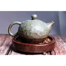 自在坊茶具 粗陶復古西施壺-綠 230ml 禪風古韻手作陶瓷茶壺, 1個