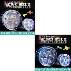 臺灣-出貨【新款熱銷】兒童髮光悠悠球金屬溜溜球自動迴收式男孩閤金耐摔六一節禮物玩具 MZEW, 極寒白魄【合金七彩炫光】+藍魂獸皇魄, 1個