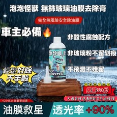 泡泡怪獸 無銪玻璃油膜去除膏，安全無刮痕，透光率提升90%以上，車主必備, 1個