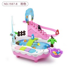 兒童釣魚玩具套裝電動爬樓梯男孩女孩1-3-6歲磁性早教益智捕魚池, 粉色【企鵝爬樓梯釣魚臺】, 1個