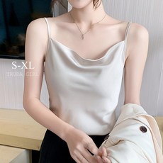 《杜達女孩》冰萃香檳質感緞面絲滑吊帶背心，名媛垂領涼感上衣，兒童細肩帶背心