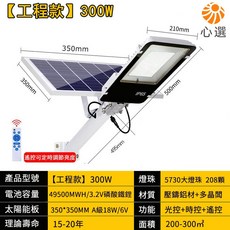 Felsted 菲仕德 太陽能路燈 IP65防水 照射面積200-300m², 300W（送裝墻配件）