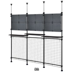 巴塞隆納 頂天立地塑膠洞洞板置物架 SS-37-03 活動式 附木板 隔離板 屏風, 黑色