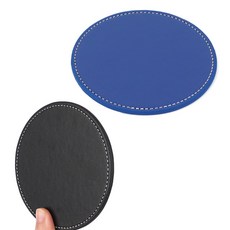 인조가죽 원형 티 코스터 커피잔 물컵 받침, 블루, 1개