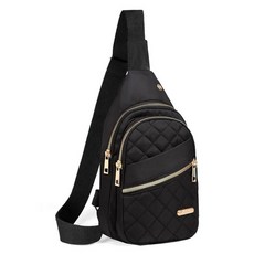 EVANCARY 여성용 남성용 소형 슬링 백 슬링 백팩 체스트 데이팩 크로스바디 백 여행 야외 하이킹용 화이트 베이지. 클래식, F 블랙