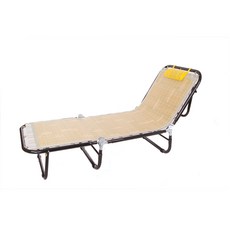 BuyJM 台灣製 三段式折疊休閒躺椅 涼席材質 五段調整 加粗鐵管, 原木色