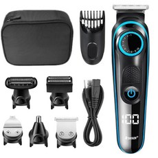 Shinon 5 in 1 set SH-1831 다기능 남성 면도기 헤어 클리퍼 코 헤어 트리머 헤어 조각 수염 트리머 USB 충전식, 02 Cloth bag, 1개