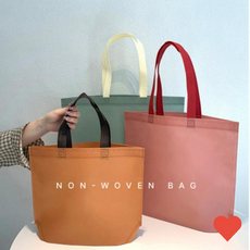 [말랑나무] 쇼핑백 스탠드형 다용도 부직포가방 장바구니 소중, 1개, 중_인디핑크