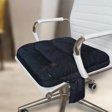 무선 충전식 온열방석 1인용 전기방석 쿠션 의자, 기본 전기/온수매트 사이즈, 두꺼운 업그레이드 [포켓 있음] - 블랙