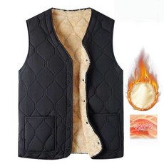 POMTOR 겨울 융털 남성 보온 양모 조끼 경량 깔깔이