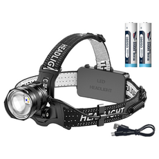 微笑鯊 TD-0157C 強光頭燈 伸縮變焦 白黃藍三光源 感應式 TYPE-C充電, 1個, 2電【微笑鯊正品 TD-0157A頭燈】