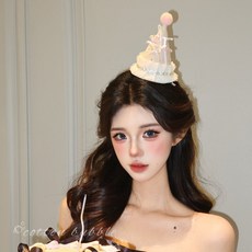 公主風生日帽，粉色蝴蝶結花邊髮夾，蛋糕拍照道具，女童髮飾, 1個, 蝴蝶結生日帽髮夾