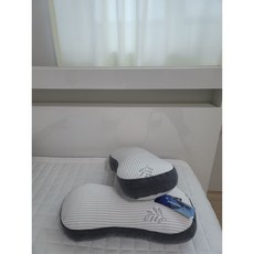 국산 냉감 피그먼트 땅콩베개 라운드 순면 분쇄 라텍스 경추베개 효도선물, 스트라이프 그레이자수