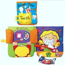 Oce 아기 양치 습관 익히기 활동 그림책 양치 놀이 헝겊 장난감 입체 아기 책