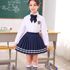 good 合唱演出服中小學生班服英倫風歌詠朗誦比賽服男女童畢業禮服, 女款長袖單上衣配藏藍蝴蝶花,180, 女款長袖單上衣配藏藍蝴蝶花