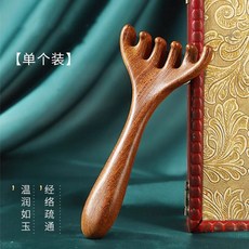 金絲檀木五指梳頭部按摩器 頭皮經絡梳 天然檀木樹脂, 1個, 1把鹿角梳,【加厚不加價】天然檀木樹脂###現貨速發