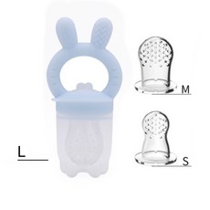 台灣FDA 贈3個網袋 咬咬樂 果汁咬咬樂 蔬果咬咬樂 副食品餐具, 兔子果凍藍