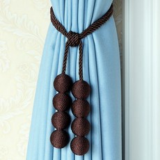 자석 커튼 스트랩 모던 심플 커튼 끈 스트랩 걸이 볼 스트랩 크리에이티브 커튼 버클 스트랩 펀칭, 딥 커피