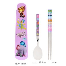 lilfant 韓國兒童餐具組 304不鏽鋼 腦筋急轉彎學習筷 湯匙 叉子 杯子 水杯 保溫瓶 便當盒 防滑杯, 1個, 真空圓筷湯盒組