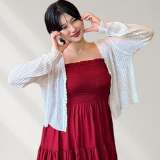 비키비키 로웰라 여성 가디건 커버업 상의 비치 긴팔 체형커버 빅사이즈 비치웨어, 화이트XL