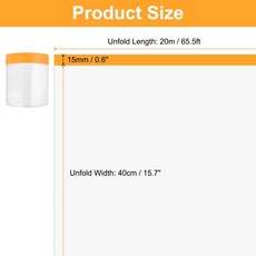 3/6/12 롤 20M 사전 테이프 마스킹 필름 및 페인터 있는 플라스틱 드롭 천 시트, 02 3 Rolls, 19 40cm Orange