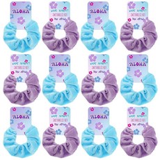 [ 1160611 ] 유숭 12개 세트 만화 머리끈 블루 및 퍼플 벨벳 스크런치 기프트 카드 포함 귀여운 외계인에서 영감을 받은 헤어 액세서리 파티 선물 여성용 하와이안