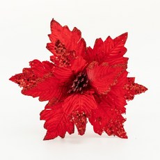 手工絨布亮片聖誕花 聖誕樹裝飾, 紅色, 1個