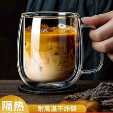 雙層玻璃杯，耐高溫防燙，適用於咖啡、啤酒, 1個, 手柄雙層杯刷【不含杯】,高端品質//關注送杯刷