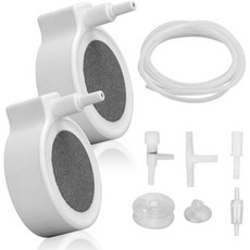 2인치 수족관 공기석 키트 무게가 있는 나노 버블 디스크 디퓨저 1030 갤런 어항용 초저소음 산소 공급기 체크 밸브 및 튜빙 포함 베타 새우 수경재배용, 2인치, 2에서 30갤런 탱크용