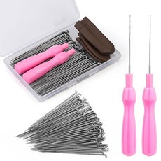QMNNMA 100Pcs 바늘 펠팅 초보자용 도구 울 프로젝트용 싱글 핸들 핑거코트 2개, M