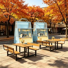 야외 원목 테이블 의자 세트 캠핑 공원 바베큐 정원테이블, 길이 140
