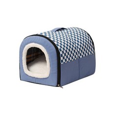 실외 강아지 캠핑 대형견 캣하우스 캠펫 방한 반려동물 텐트, m45 x 32 x 35cm, 1개, 블루 스몰 체크