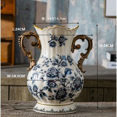 歐式復古輕奢陶瓷花瓶客廳插花擺件高級感設計, 青花1812P