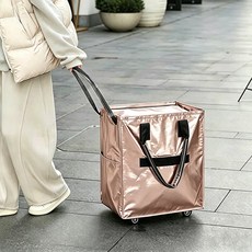 쇼핑카트 바퀴달린 접이식 장바구니카트 대용량 방수 가볍고 휴대 다기능 쇼핑캐리어, C03-로즈 골드, 1개