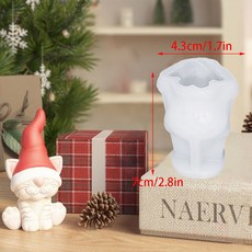 파티 몰드 석고 크리스마스 고양이 강아지 릴리프 조각 드워프 모자 DIY 사슴 선물 실리콘 장식 사랑 양초, B, 1개