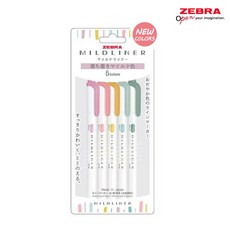 제브라 마일드라이너 형광펜 릴렉스컬러 5색세트, 5색세트 (WKT7-5C-OT), 마일드라이너 5색세트릴렉스WKT75C-OT